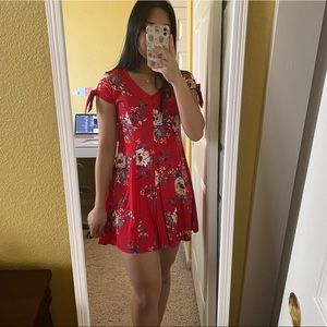 Red floral dress